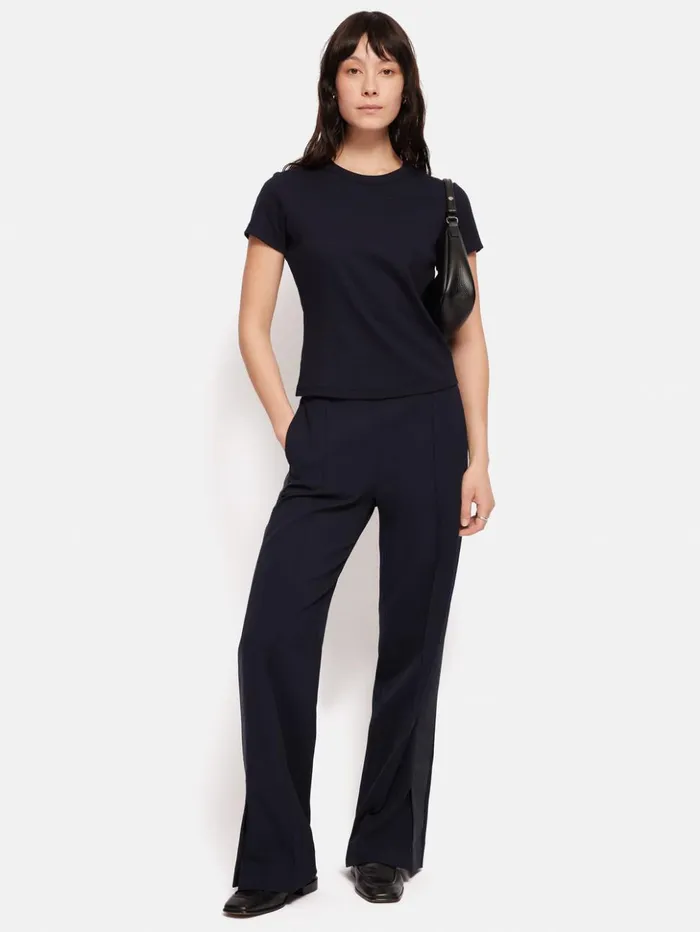 Jigsaw Crepe Split Hem Jogger Navy Women Trousers