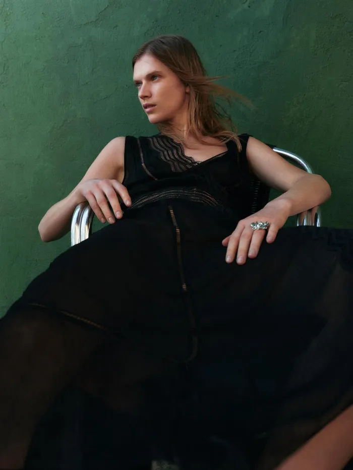 Jigsaw Crinkle Lace Trim Dress Black Women Dresses and Jumpsuits