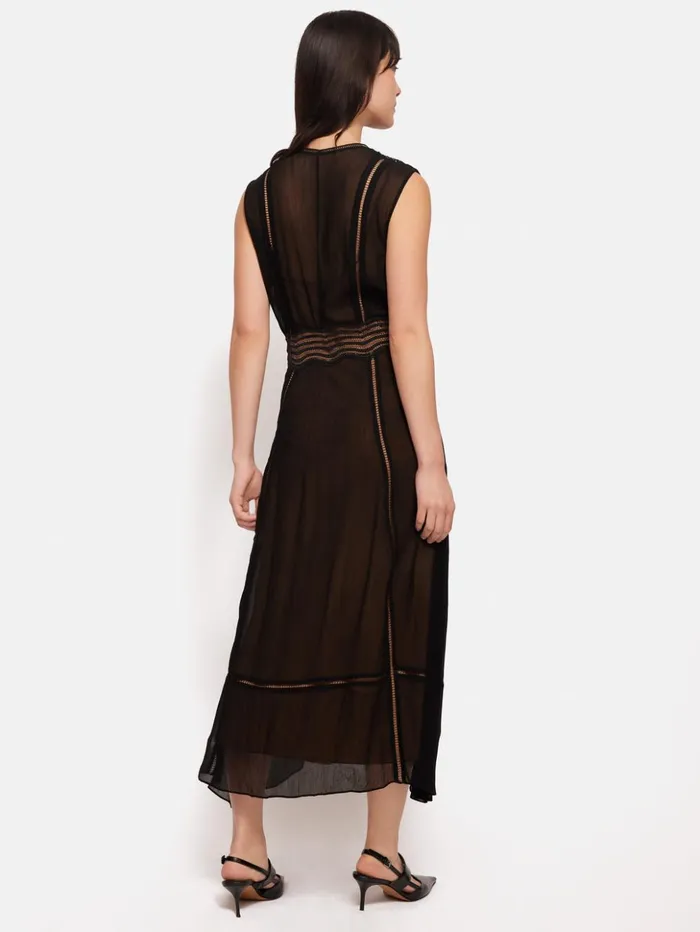 Jigsaw Crinkle Lace Trim Dress Black Women Dresses and Jumpsuits