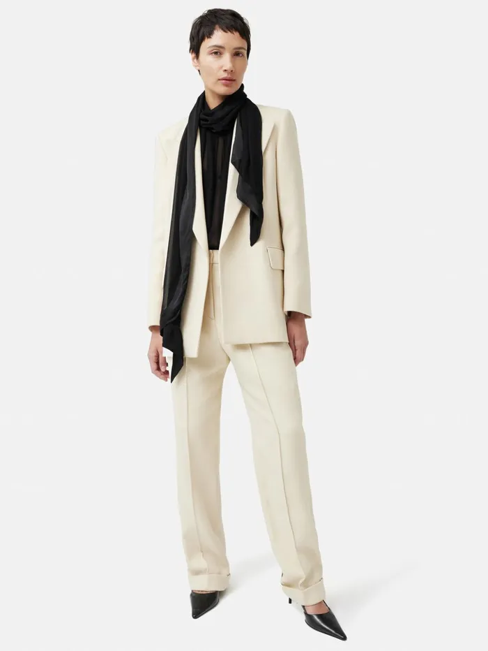 Jigsaw Crinkle Viscose Scarf Top Black Women Shirts and Tops
