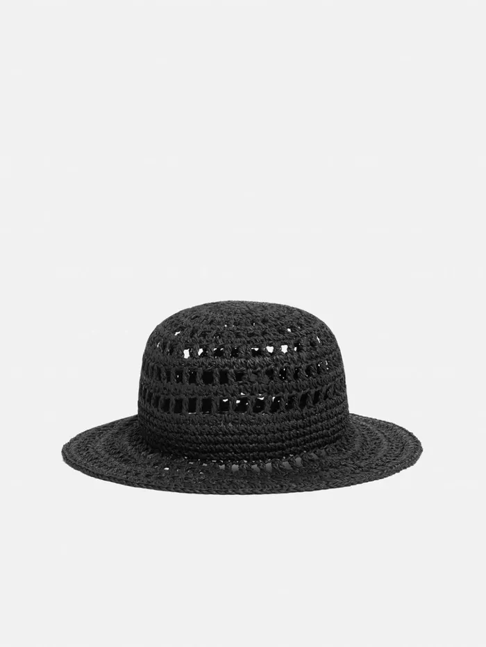 Jigsaw Crochet Bucket Hat Black Women Hats