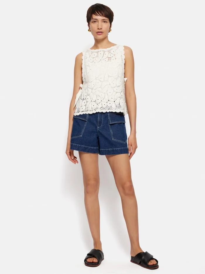 Jigsaw Crochet Embroidered Tank Ivory Women Knitwear and Cashmere