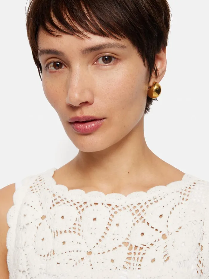 Jigsaw Crochet Embroidered Tank Ivory Women Knitwear and Cashmere
