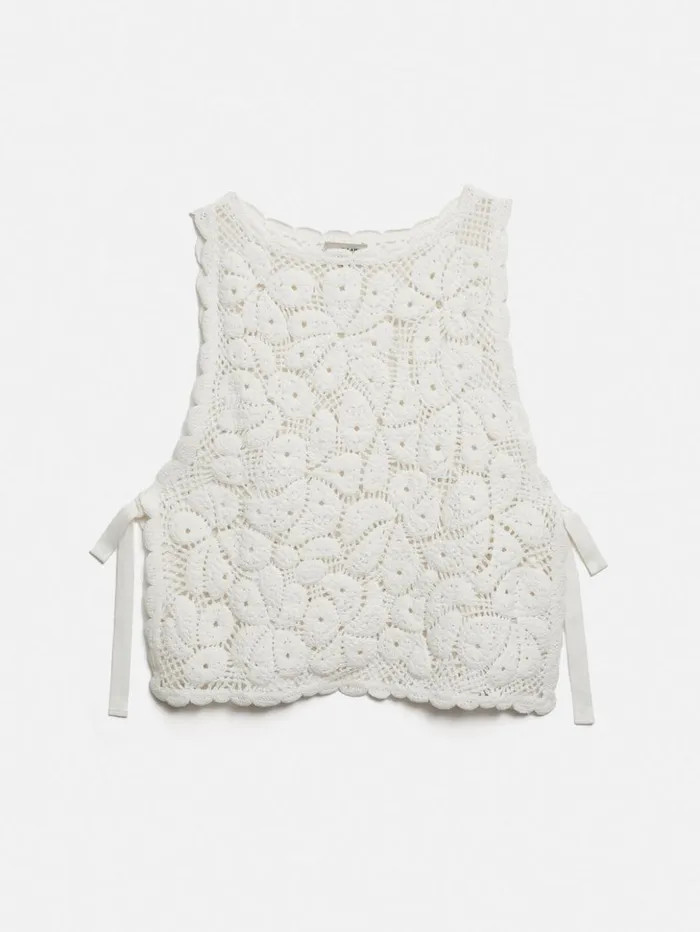 Jigsaw Crochet Embroidered Tank Ivory Women Knitwear and Cashmere