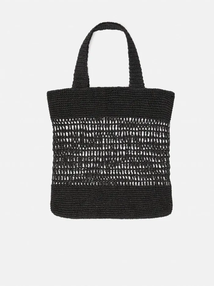 Jigsaw Crochet Tote Black Women Bags