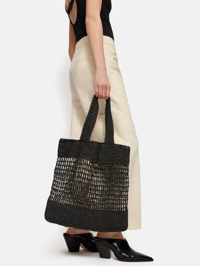 Jigsaw Crochet Tote Black Women Bags