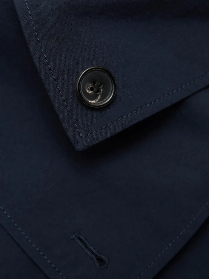 Jigsaw Cropped Cotton Trench Jacket Navy Women Coats and Jackets