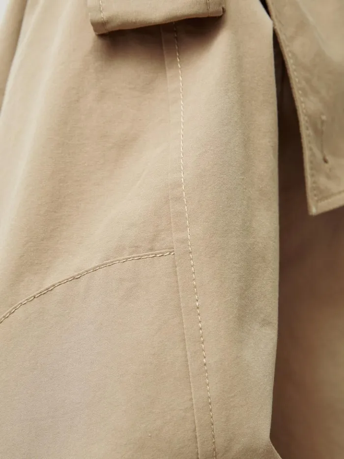 Jigsaw Cropped Cotton Trench Jacket Stone Women Coats and Jackets