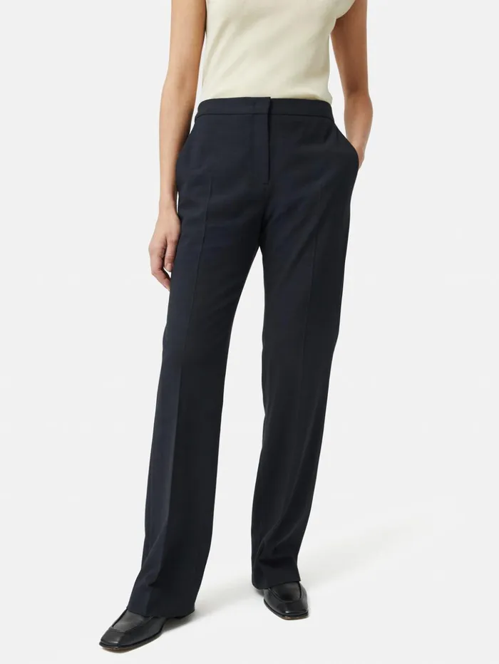 Jigsaw Crosshatch Mason Trouser Navy Women Trousers