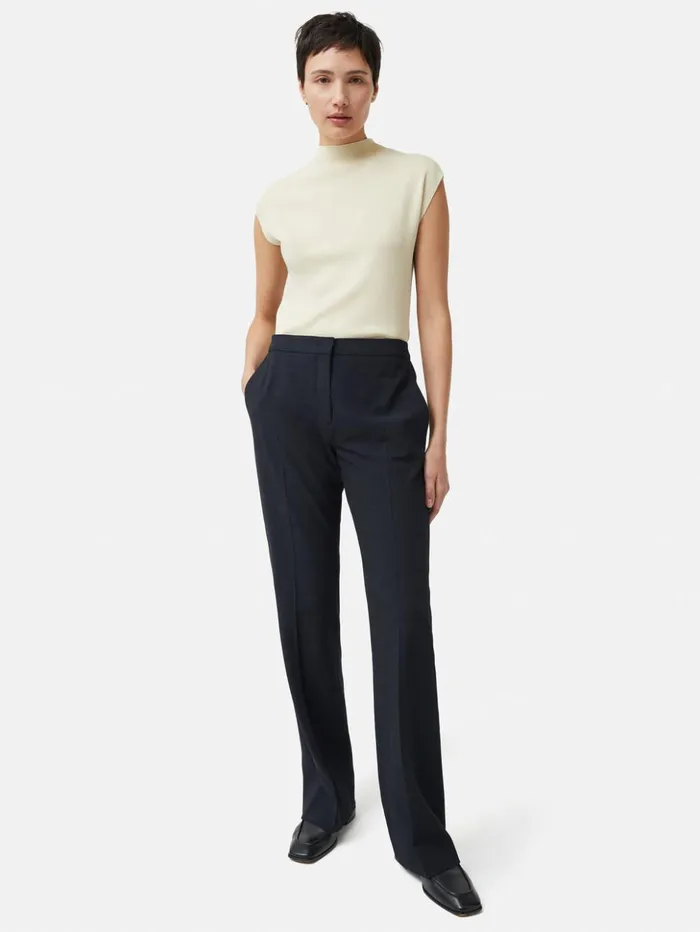 Jigsaw Crosshatch Mason Trouser Navy Women Trousers