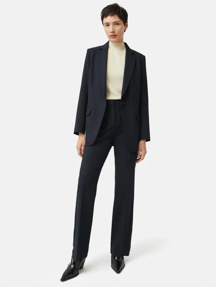 Jigsaw Crosshatch Mason Trouser Navy Women Trousers