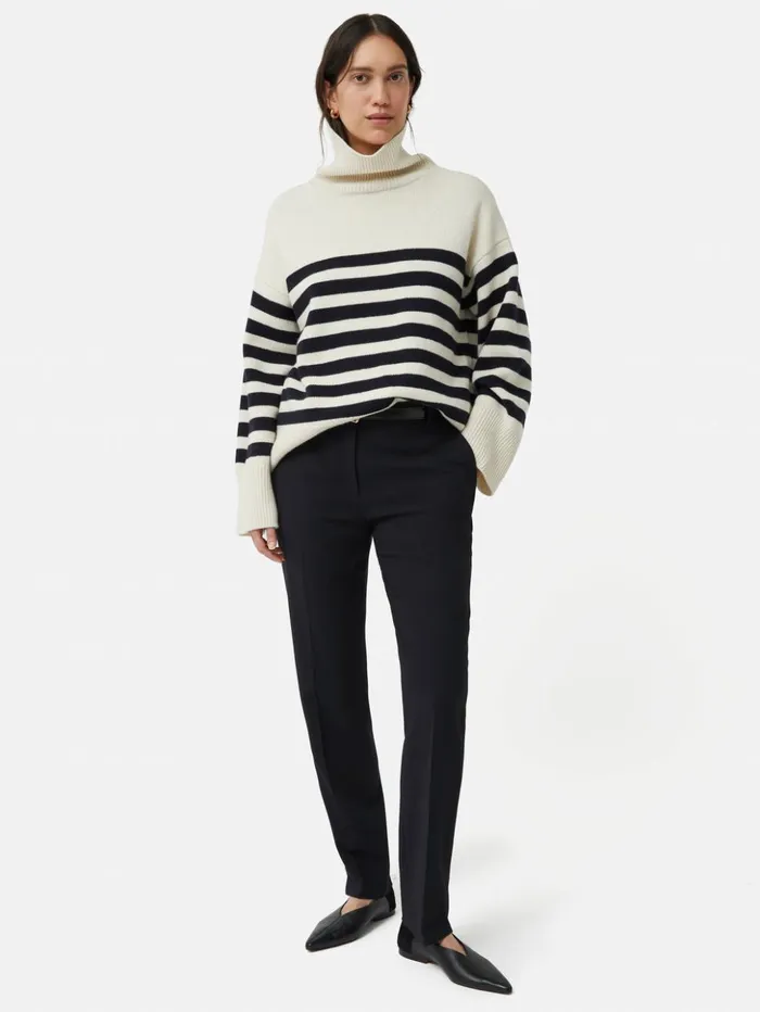 Jigsaw Crosshatch Palmer Trouser Navy Women Trousers