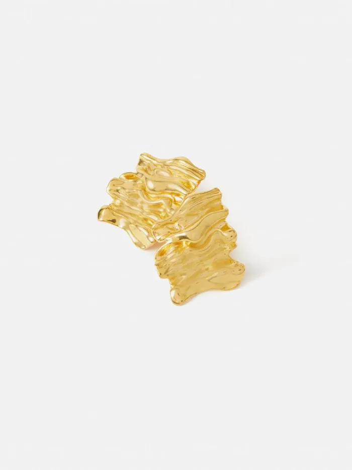 Jigsaw Crumpled Textured Earrings Gold Women Jewellery