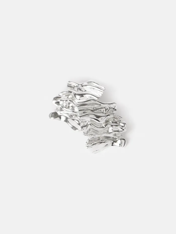 Jigsaw Crumpled Textured Earrings Silver Women Jewellery