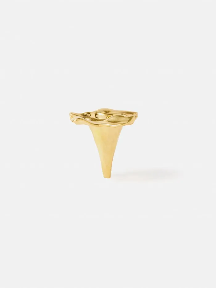 Jigsaw Crumpled Textured Ring Gold Women Jewellery