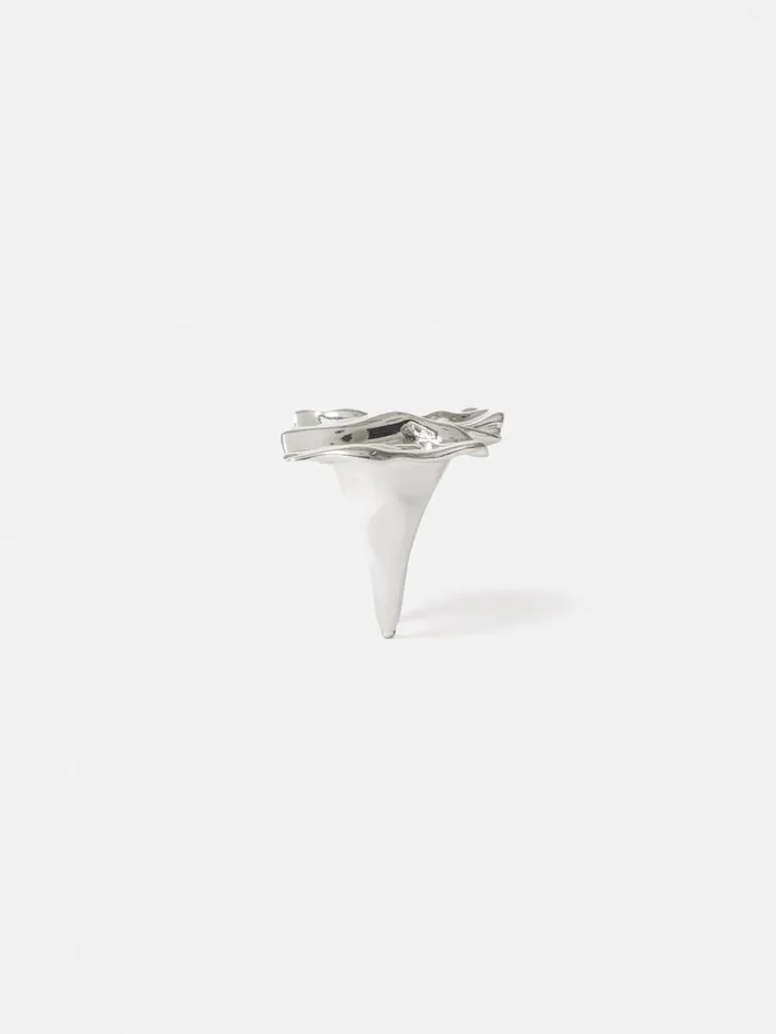 Jigsaw Crumpled Textured Ring Silver Women Jewellery