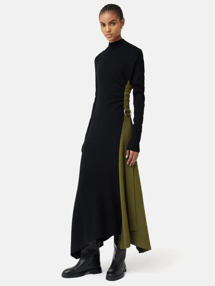 Jigsaw D Ring Knitted Dress Black Women Dresses and Jumpsuits
