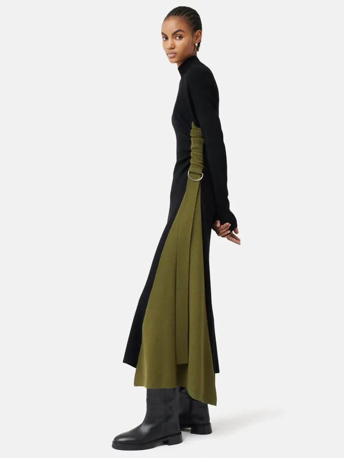 Jigsaw D Ring Knitted Dress Black Women Dresses and Jumpsuits