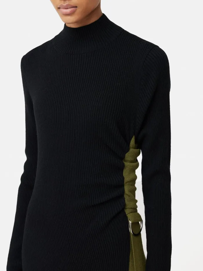 Jigsaw D Ring Knitted Dress Black Women Dresses and Jumpsuits