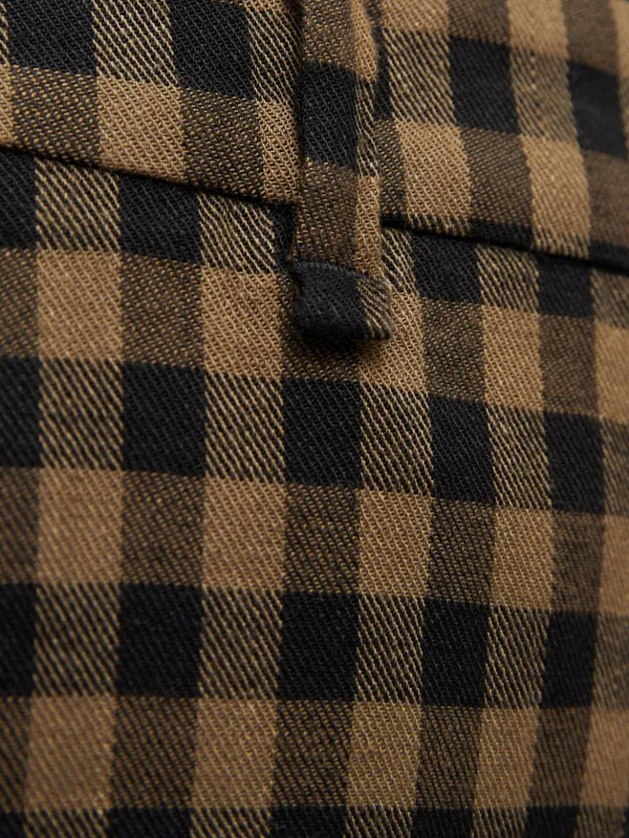 Jigsaw Dale Linen Check Trouser Khaki Women Trousers