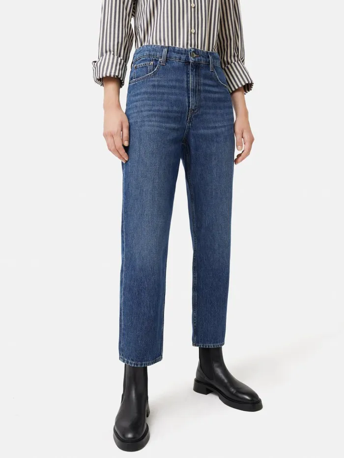 Jigsaw Delmont Cropped Tapered Jean Blue Women Trousers