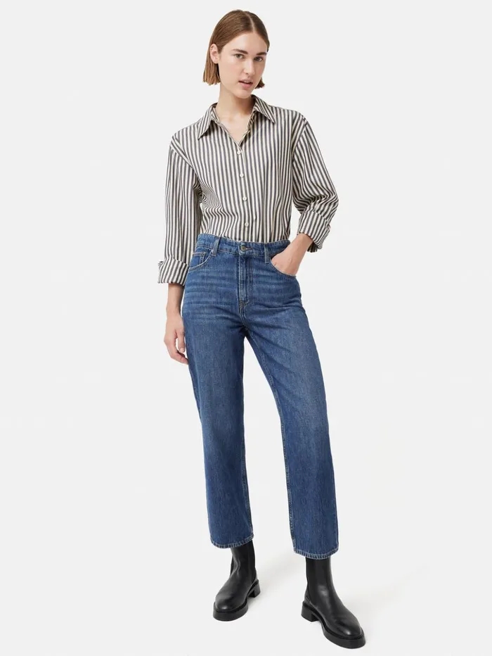Jigsaw Delmont Cropped Tapered Jean Blue Women Trousers