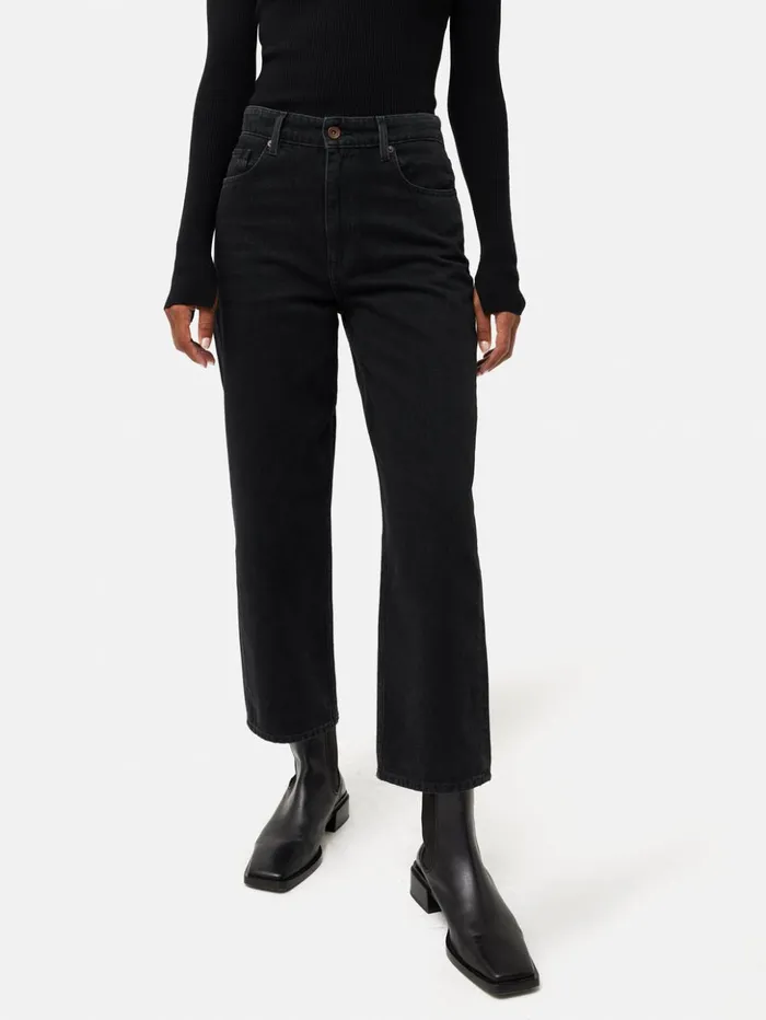 Jigsaw Delmont Cropped Tapered Jean Washed Black Women Denim
