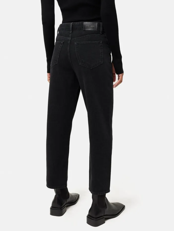 Jigsaw Delmont Cropped Tapered Jean Washed Black Women Denim