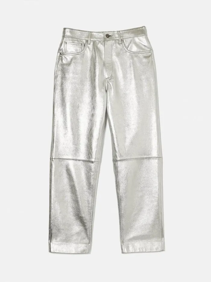 Jigsaw Delmont Leather Tapered Jean Silver Women Trousers