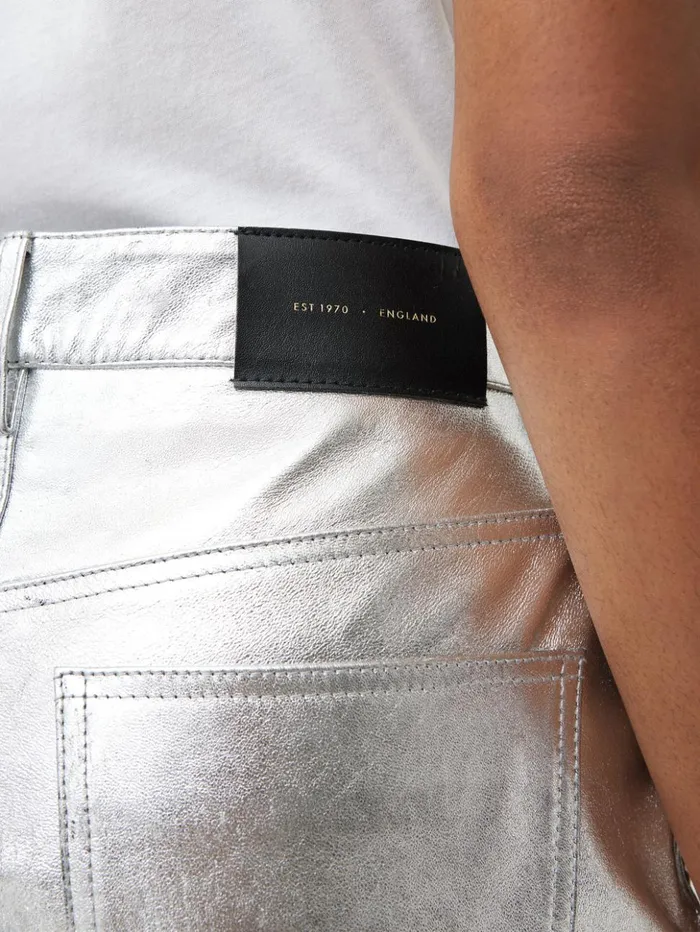 Jigsaw Delmont Leather Tapered Jean Silver Women Trousers