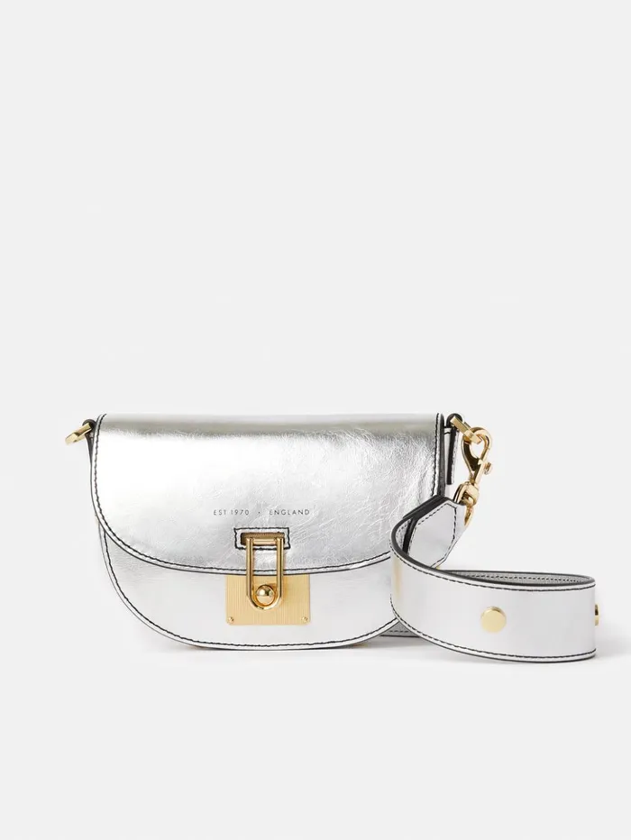 Jigsaw Denbigh Studded Leather Bag Silver Women Bags