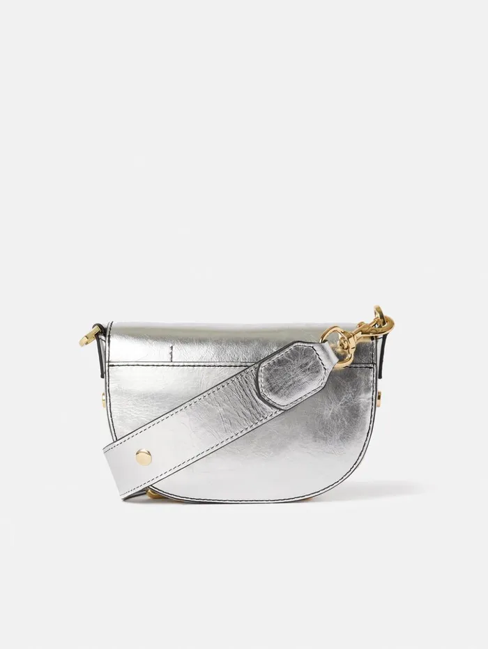 Jigsaw Denbigh Studded Leather Bag Silver Women Leather