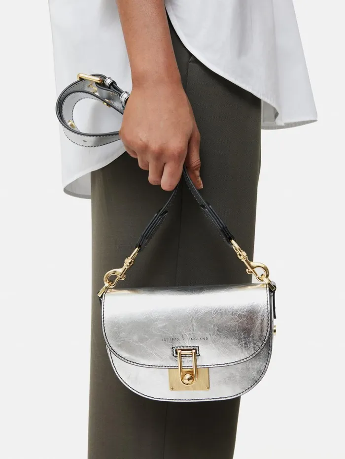 Jigsaw Denbigh Studded Leather Bag Silver Women Leather