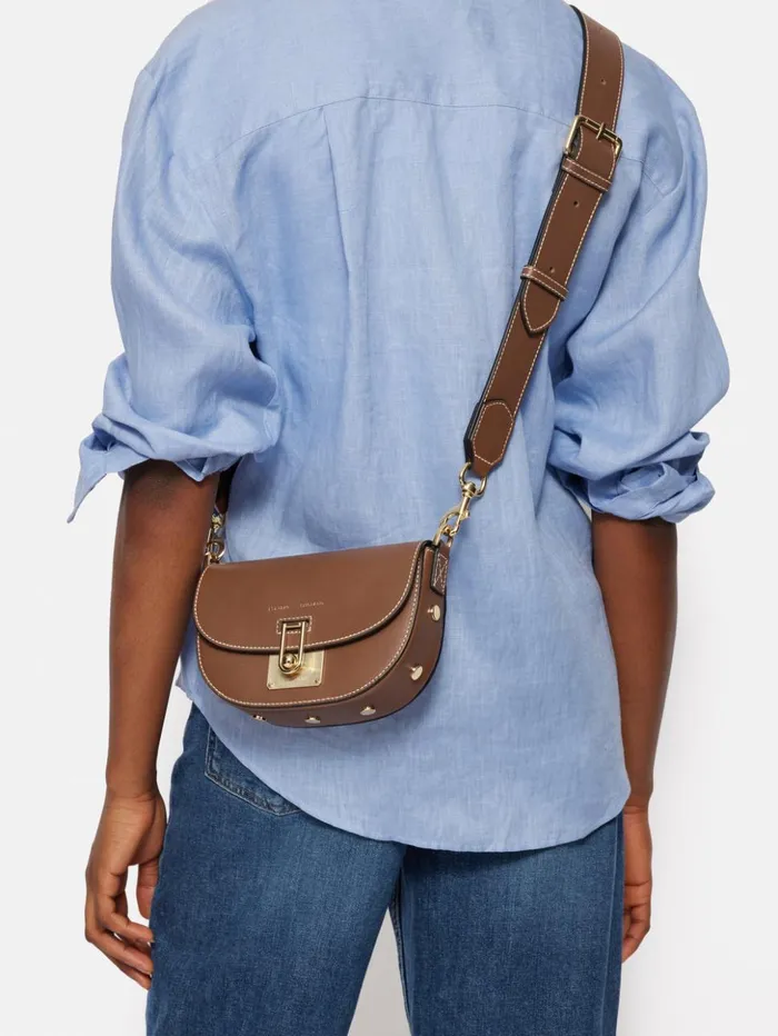 Jigsaw Denbigh Studded Leather Bag Tan Women Bags