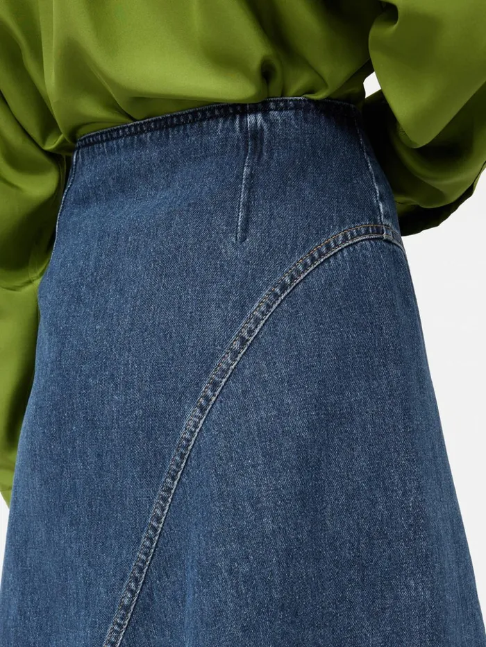Jigsaw Denim Frayed Midi Skirt Indigo Women Skirts