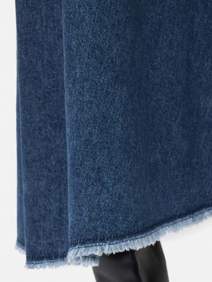 Jigsaw Denim Frayed Midi Skirt Indigo Women Skirts
