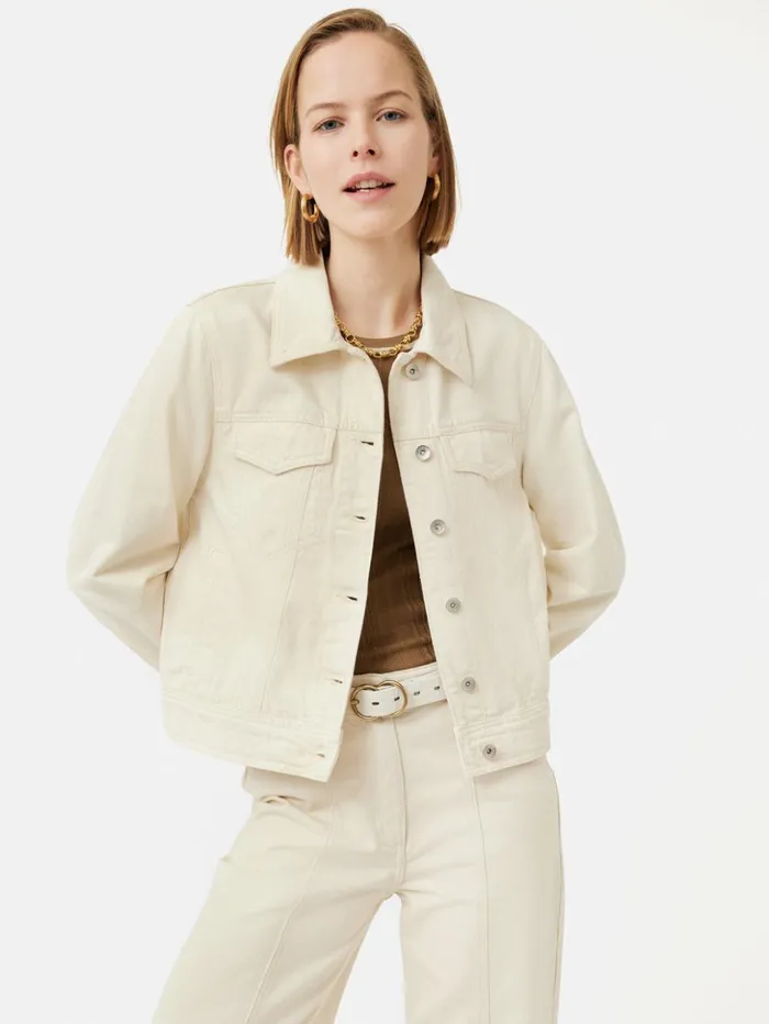 Jigsaw Denim Jacket Cream Women Coats and Jackets