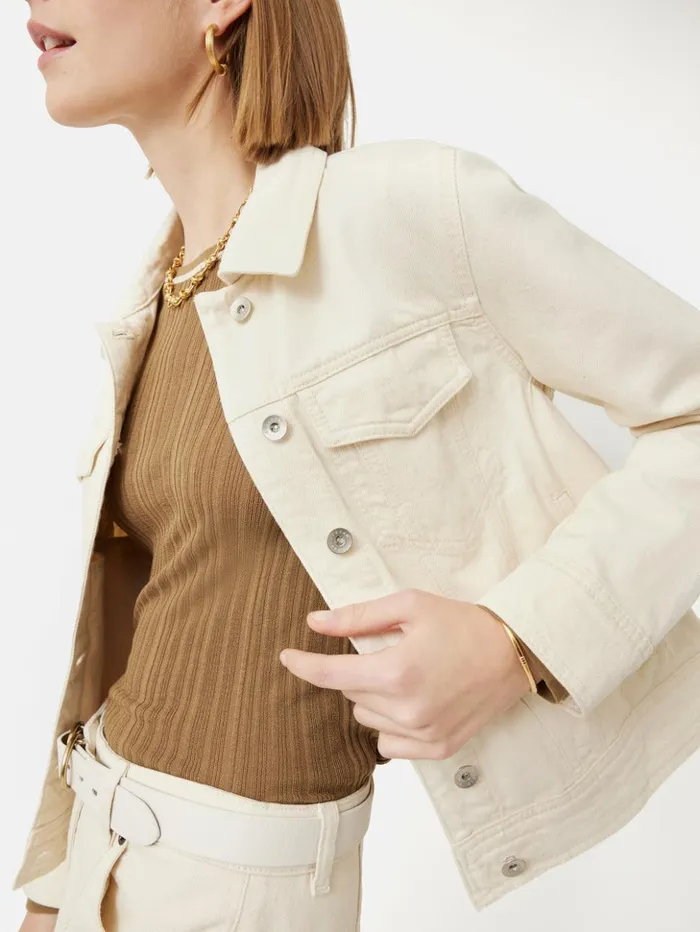Jigsaw Denim Jacket Cream Women Coats and Jackets