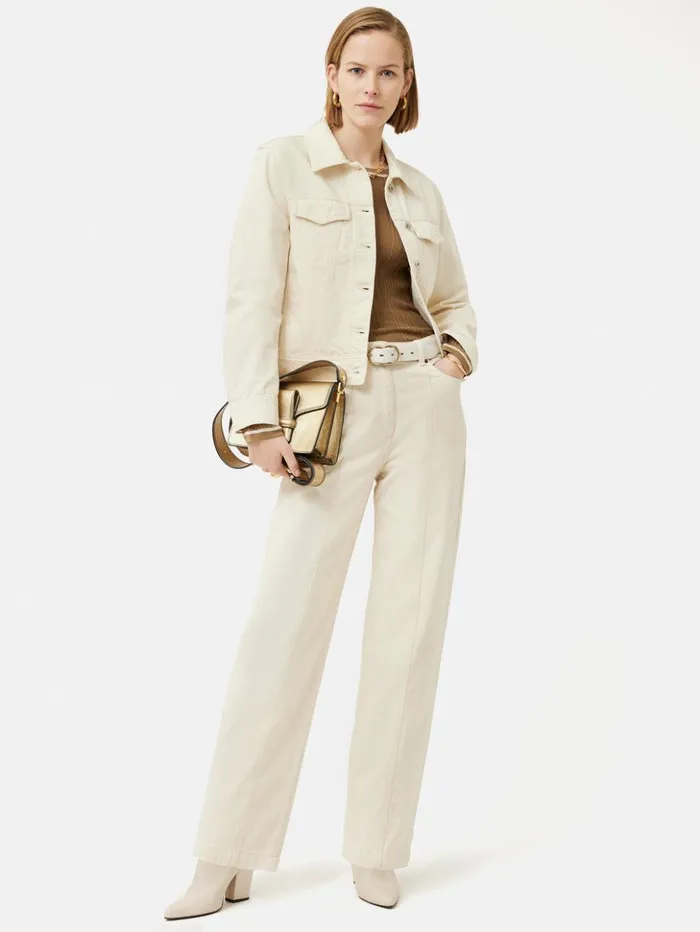 Jigsaw Denim Jacket Cream Women Coats and Jackets