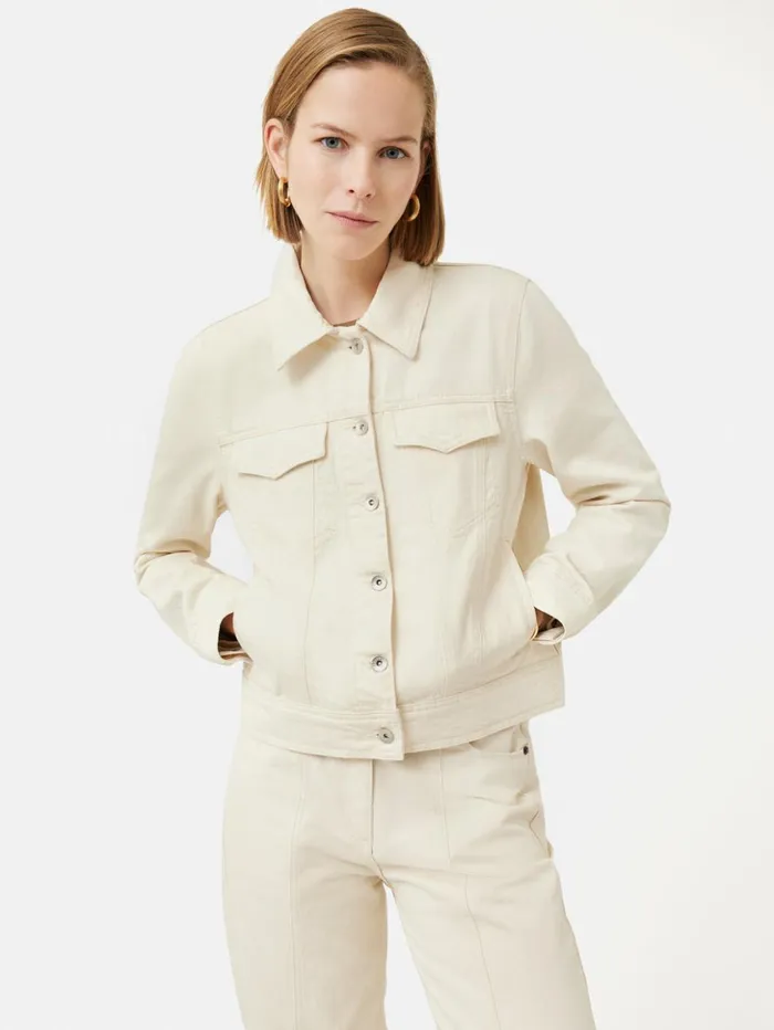 Jigsaw Denim Jacket Cream Women Coats and Jackets