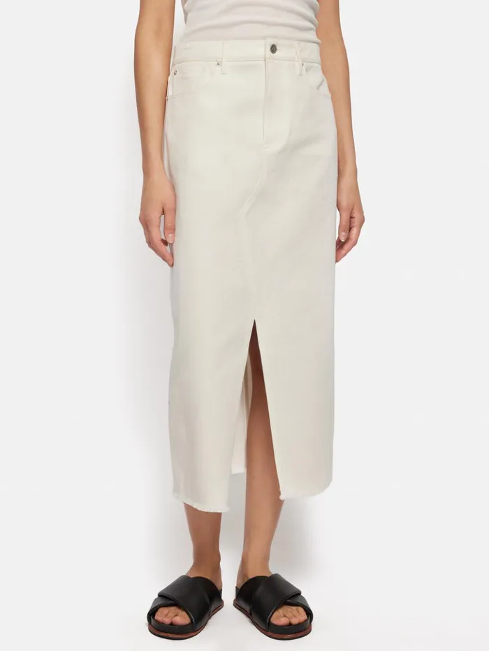Jigsaw Denim Maxi Split Front Skirt Ecru Women Skirts