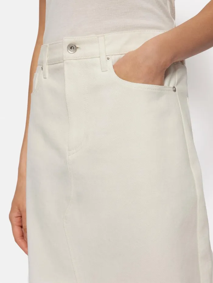 Jigsaw Denim Maxi Split Front Skirt Ecru Women Skirts