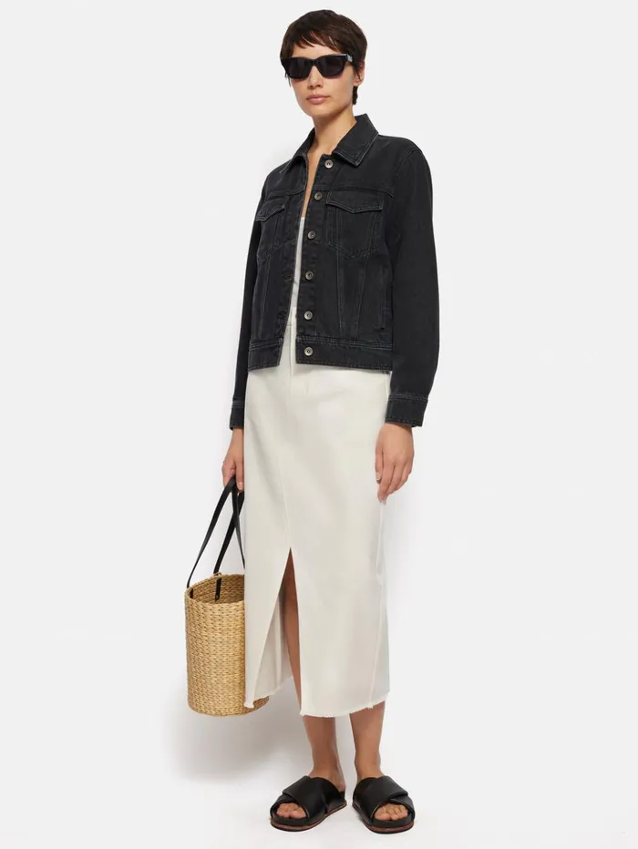 Jigsaw Denim Maxi Split Front Skirt Ecru Women Skirts