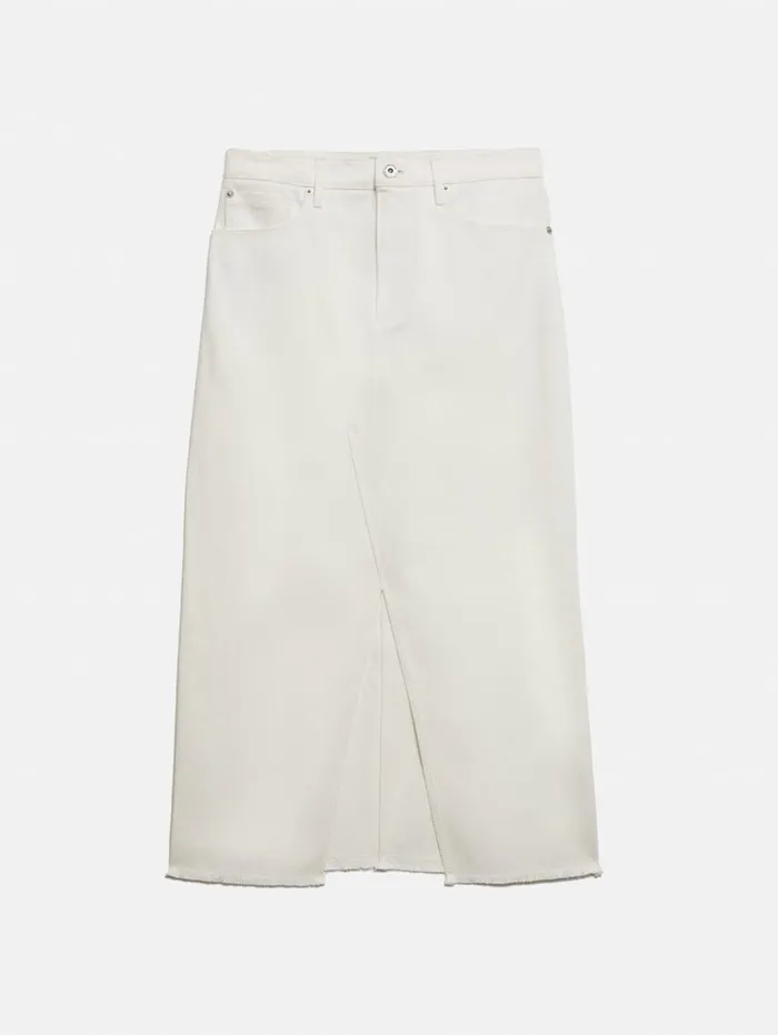 Jigsaw Denim Maxi Split Front Skirt Ecru Women Skirts