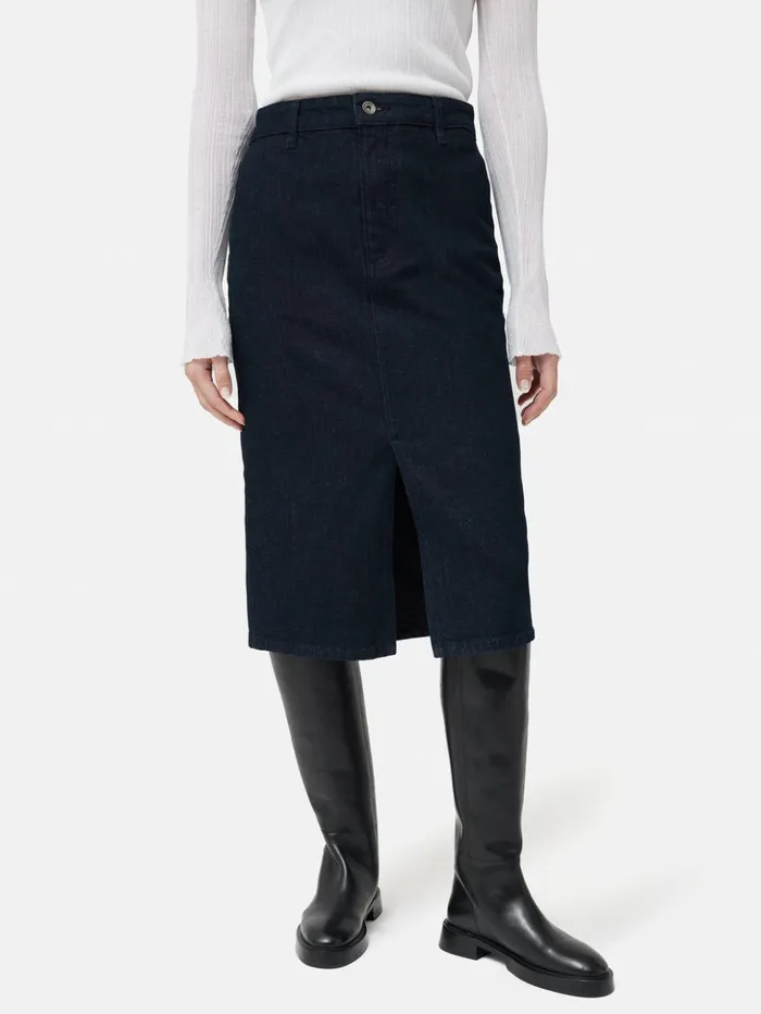 Jigsaw Denim Pencil Midi Skirt Indigo Women Skirts