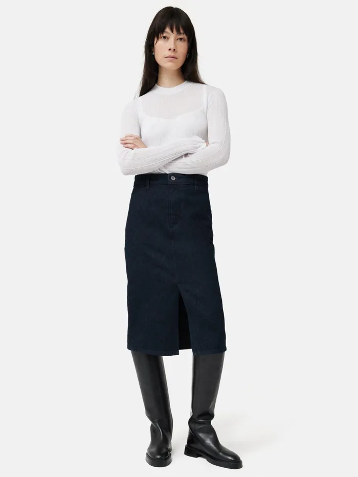 Jigsaw Denim Pencil Midi Skirt Indigo Women Skirts