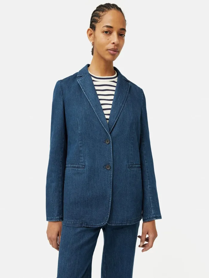 Jigsaw Denim Tailored Jacket Indigo Women Coats and Jackets