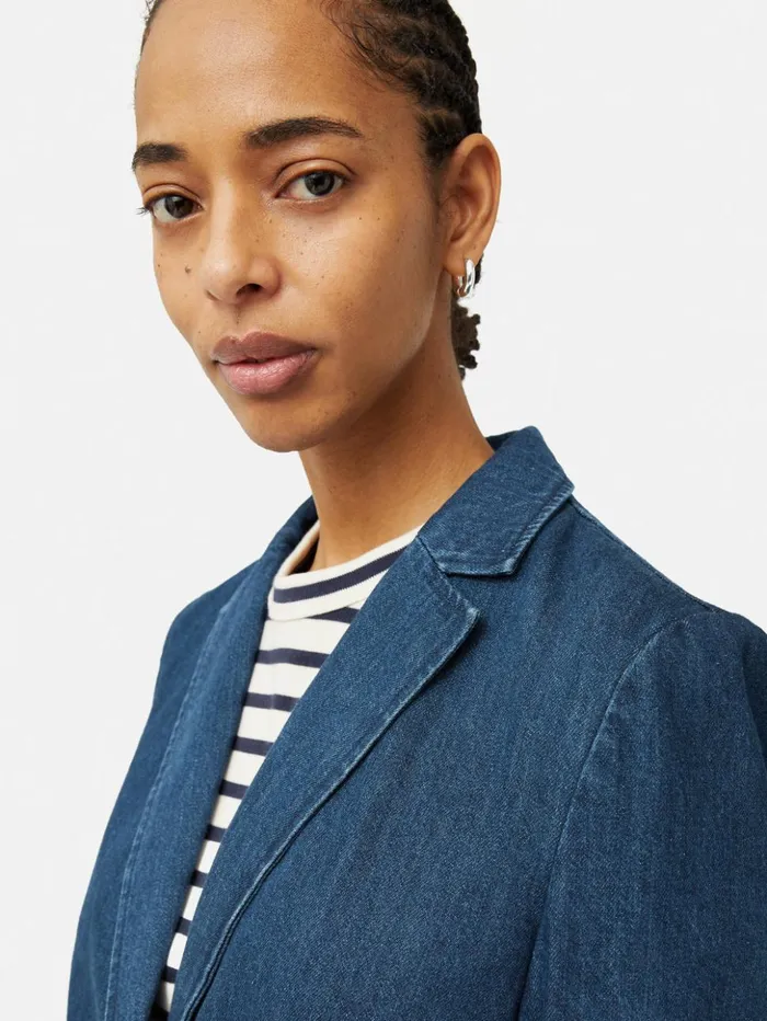 Jigsaw Denim Tailored Jacket Indigo Women Coats and Jackets