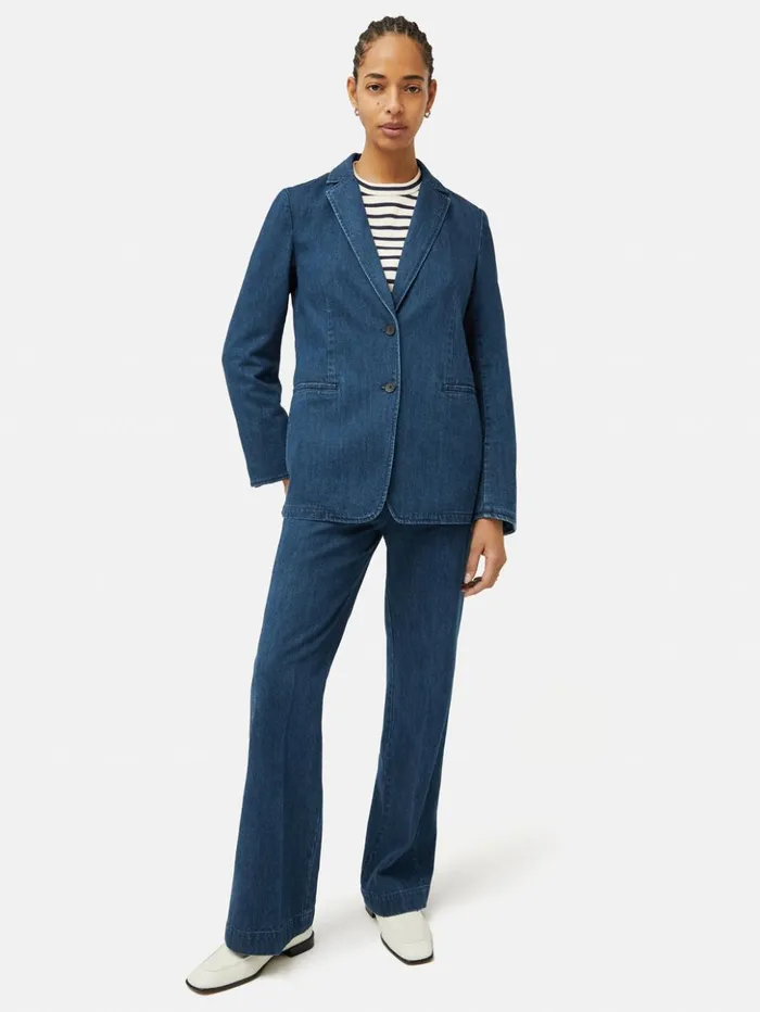 Jigsaw Denim Tailored Jacket Indigo Women Coats and Jackets