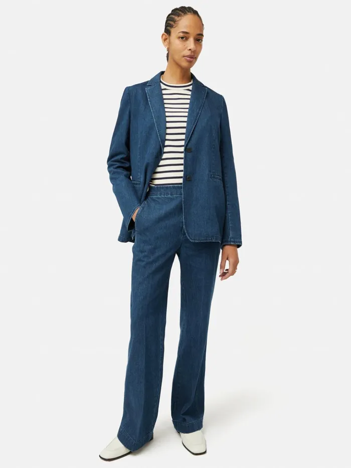 Jigsaw Denim Tailored Jacket Indigo Women Coats and Jackets